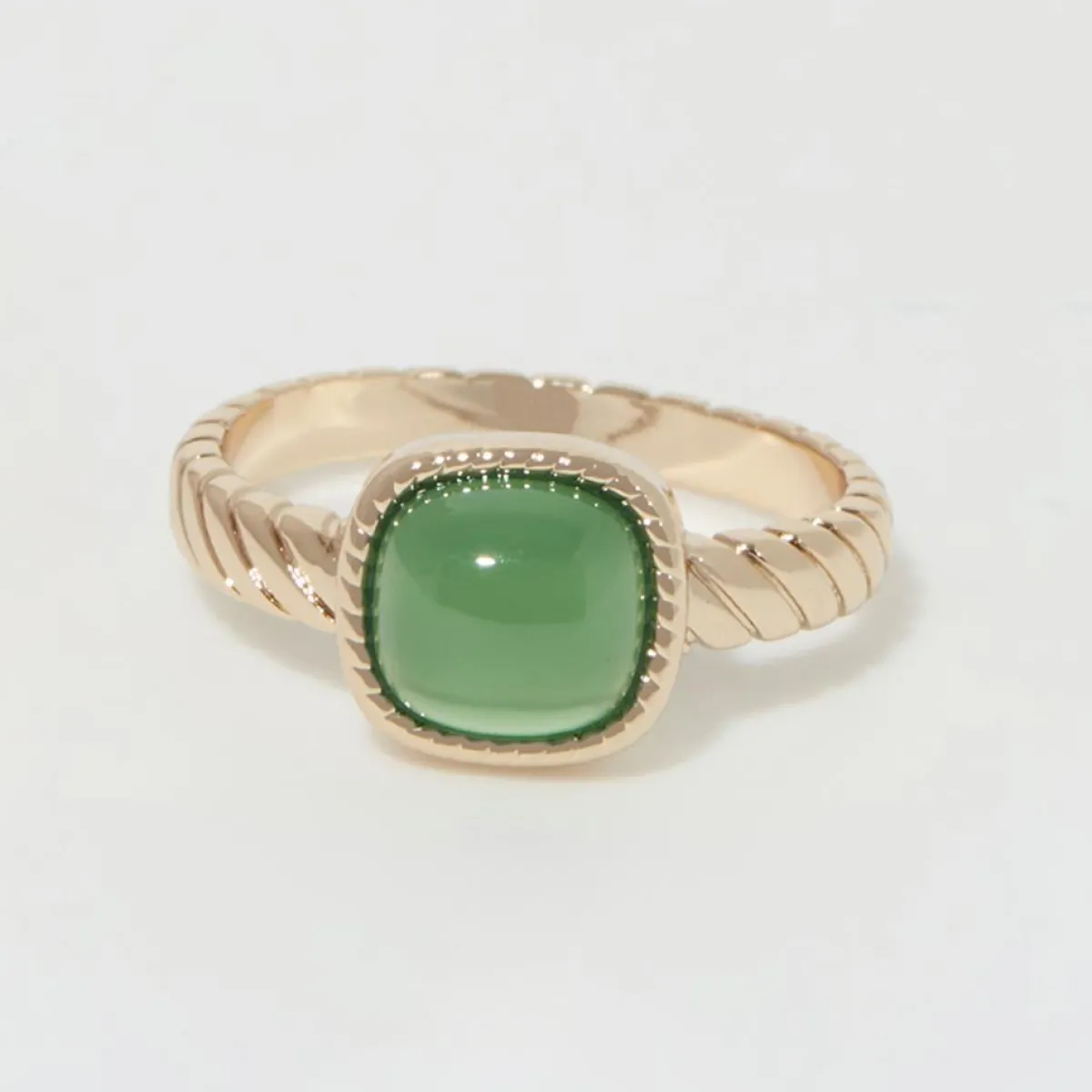 Moonstone Bagues|Bague Pamela Agate verte en laiton doré