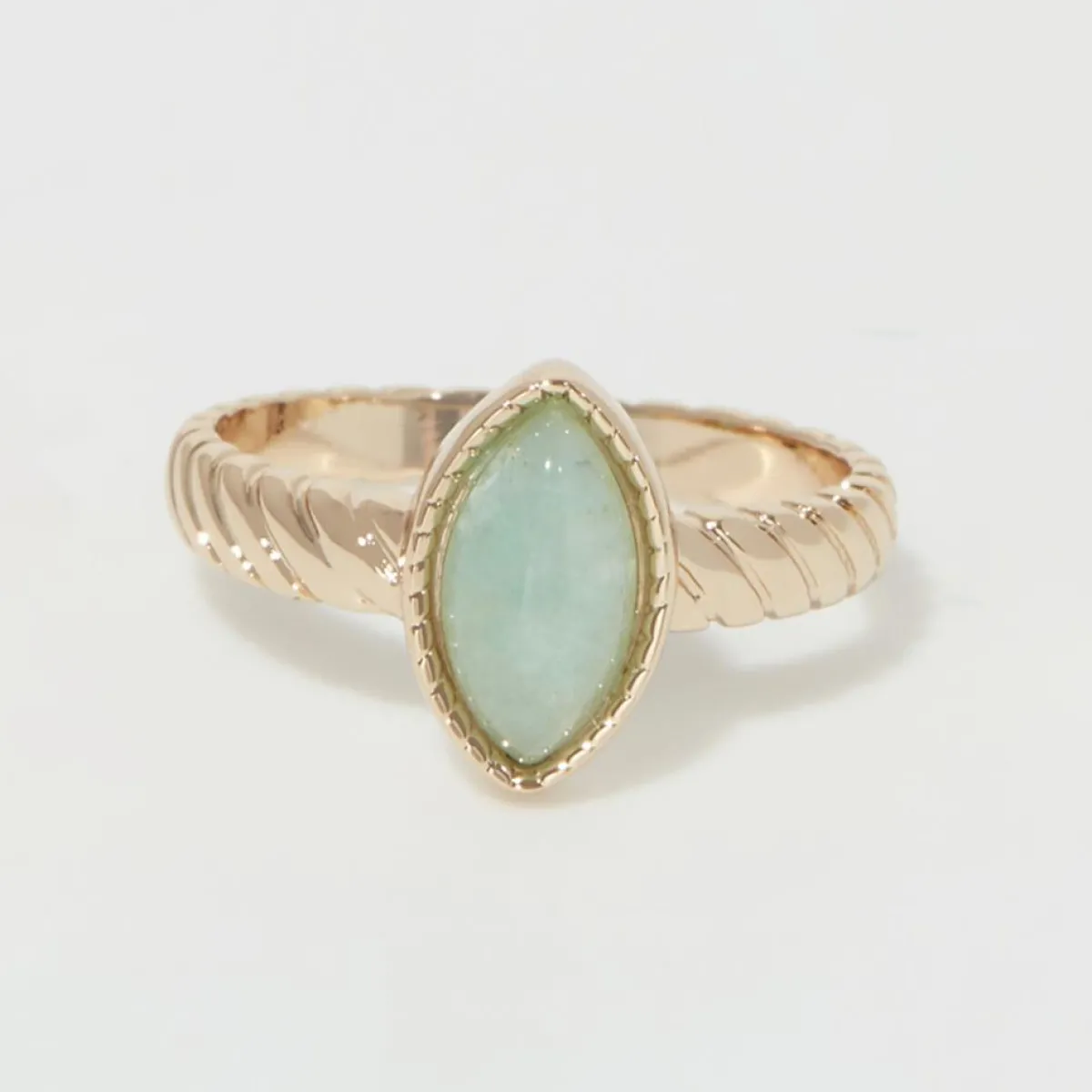Moonstone Bagues|Bague Paola Amazonite en laiton doré