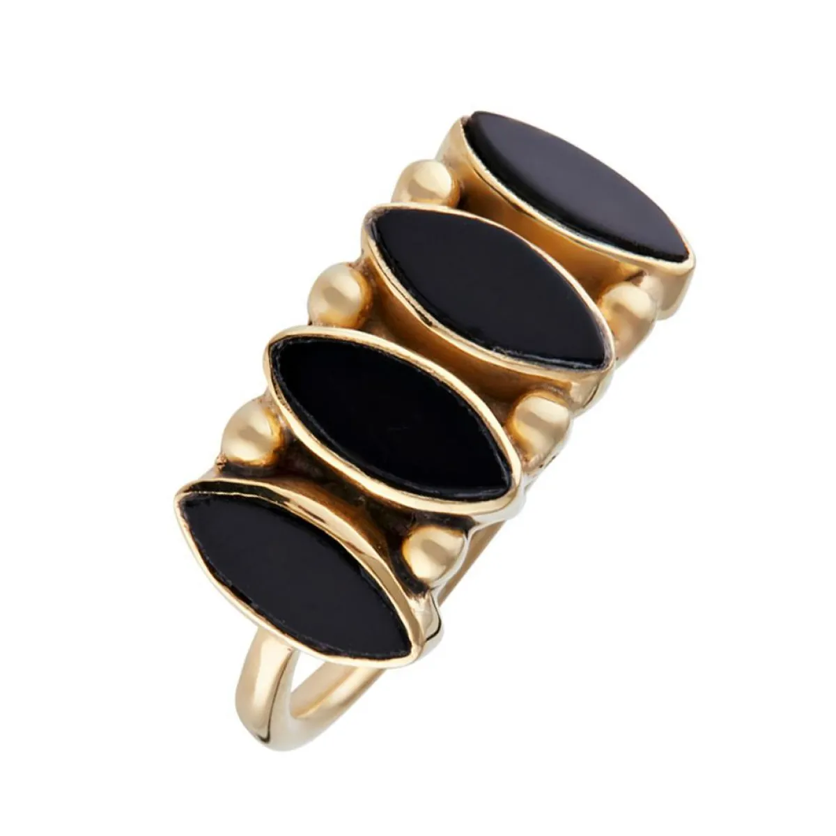 Moonstone Bagues|Bague Reina Onyx en laiton doré