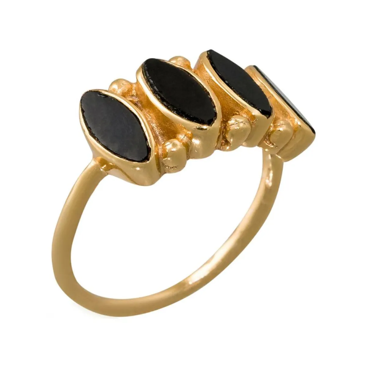 Moonstone Bagues|Bague Reina Onyx en laiton doré