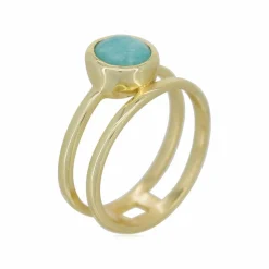 Moonstone Bagues|Bague Sadya Amazonite en laiton doré
