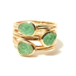 Moonstone Bagues|Bague Suzanne Quartz vert en laiton doré
