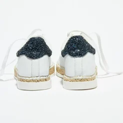 Canal Saint Martin Baskets|Basket espadrilles en Cuir Lancry Glitter blanc/bleu