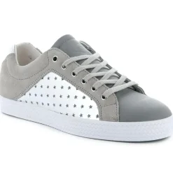 Palladium Baskets|Baskets basses en Velours de Cuir & Cuir gris/argenté