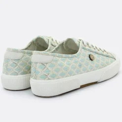 Faguo Baskets|Baskets Birch à carreaux aqua/doré