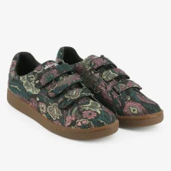 Mellow Yellow Baskets|Baskets Chloé imprimé floral brodé vertes