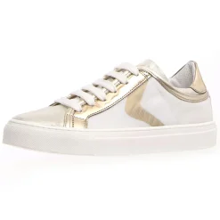 Voile Blanche Baskets|Baskets en Cuir & Velours de Cuir Erika blanc/doré