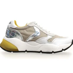 Voile Blanche Baskets|Baskets en Cuir & Velours de Cuir Sheel argenté/gris - Talon 4 cm