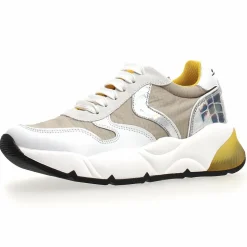 Voile Blanche Baskets|Baskets en Cuir & Velours de Cuir Sheel argenté/gris - Talon 4 cm