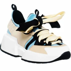 Loretta Pettinari Baskets|Baskets en Cuir Berlin beige/bleu/noir- Talon 5 cm