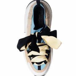 Loretta Pettinari Baskets|Baskets en Cuir Berlin beige/bleu/noir- Talon 5 cm