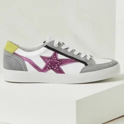 Mellow Yellow Baskets|Baskets en Cuir Betsie grises