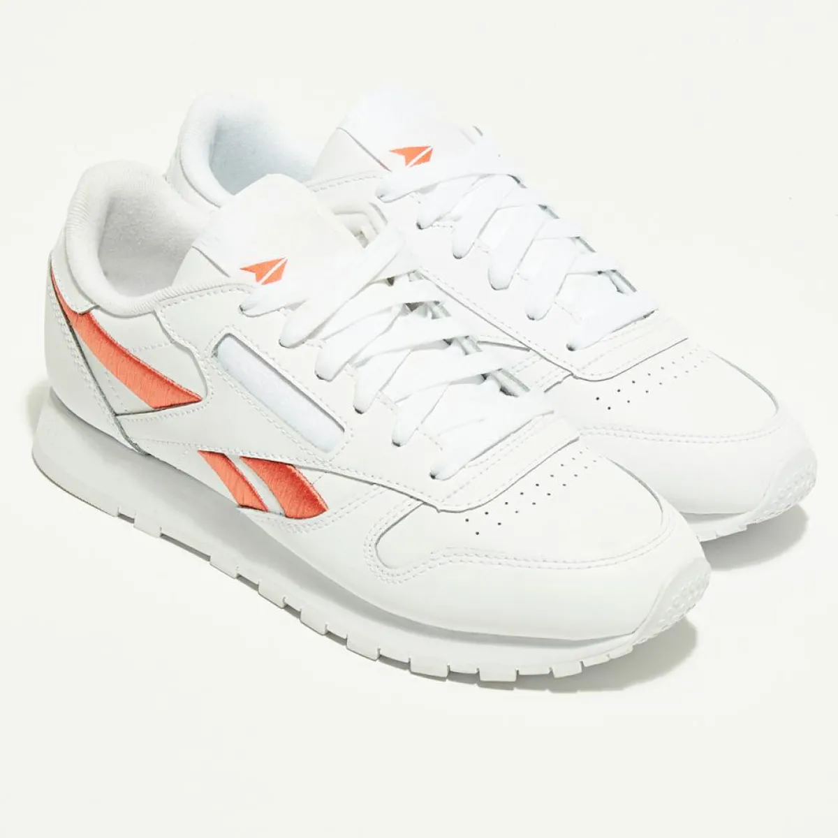 Reebok Baskets|Baskets en Cuir Cl Lthr Bicolore blanc/orange