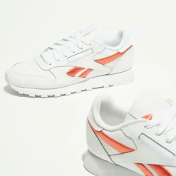 Reebok Baskets|Baskets en Cuir Cl Lthr Bicolore blanc/orange