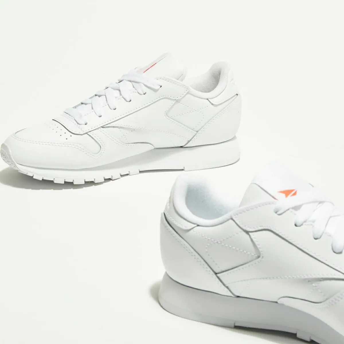 Reebok Baskets|Baskets en Cuir Cl Lthr Bicolore blanc/orange