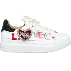 Loretta Pettinari Baskets|Baskets en Cuir Game blanc/noir/rouge