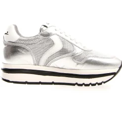 Voile Blanche Baskets|Baskets en Cuir May argentées - Talon 4 cm