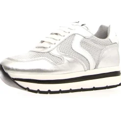 Voile Blanche Baskets|Baskets en Cuir May argentées - Talon 4 cm