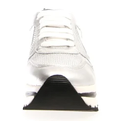 Voile Blanche Baskets|Baskets en Cuir May argentées - Talon 4 cm