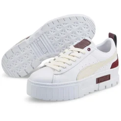 Puma Baskets|Baskets en Cuir Mayze Luxe blanc/bordeaux