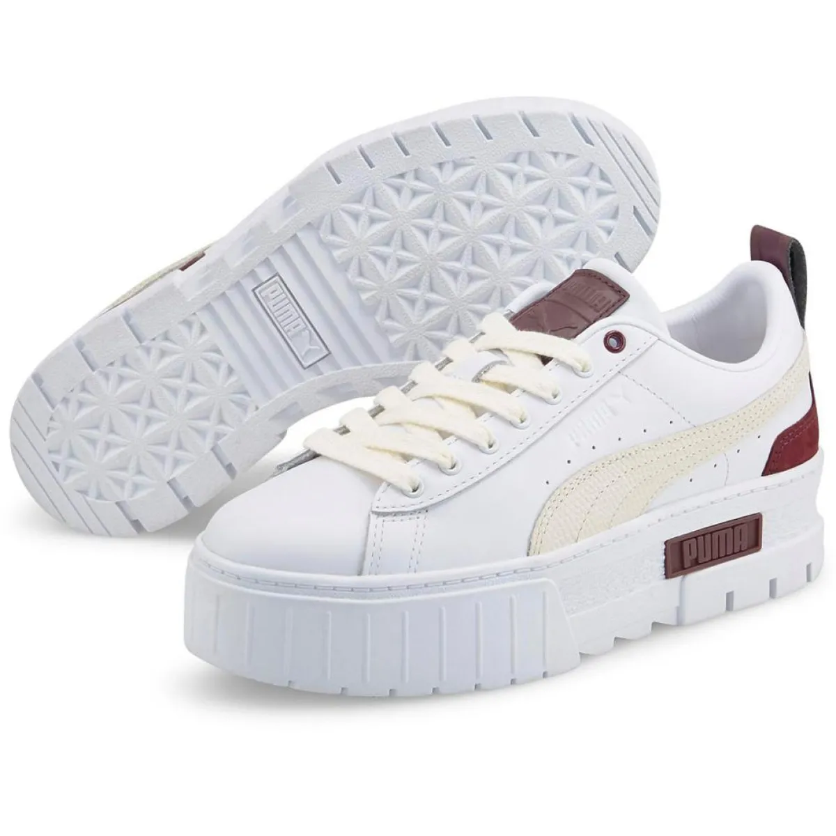 Puma Baskets|Baskets en Cuir Mayze Luxe blanc/bordeaux