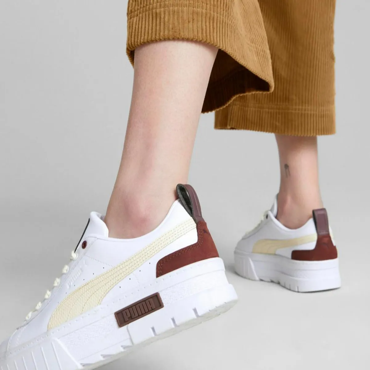 Puma Baskets|Baskets en Cuir Mayze Luxe blanc/bordeaux