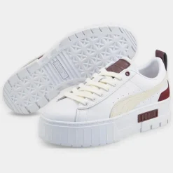 Puma Baskets|Baskets en Cuir Mayze Luxe blanc/bordeaux