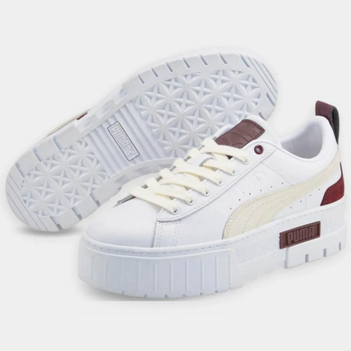 Puma Baskets|Baskets en Cuir Mayze Luxe blanc/bordeaux