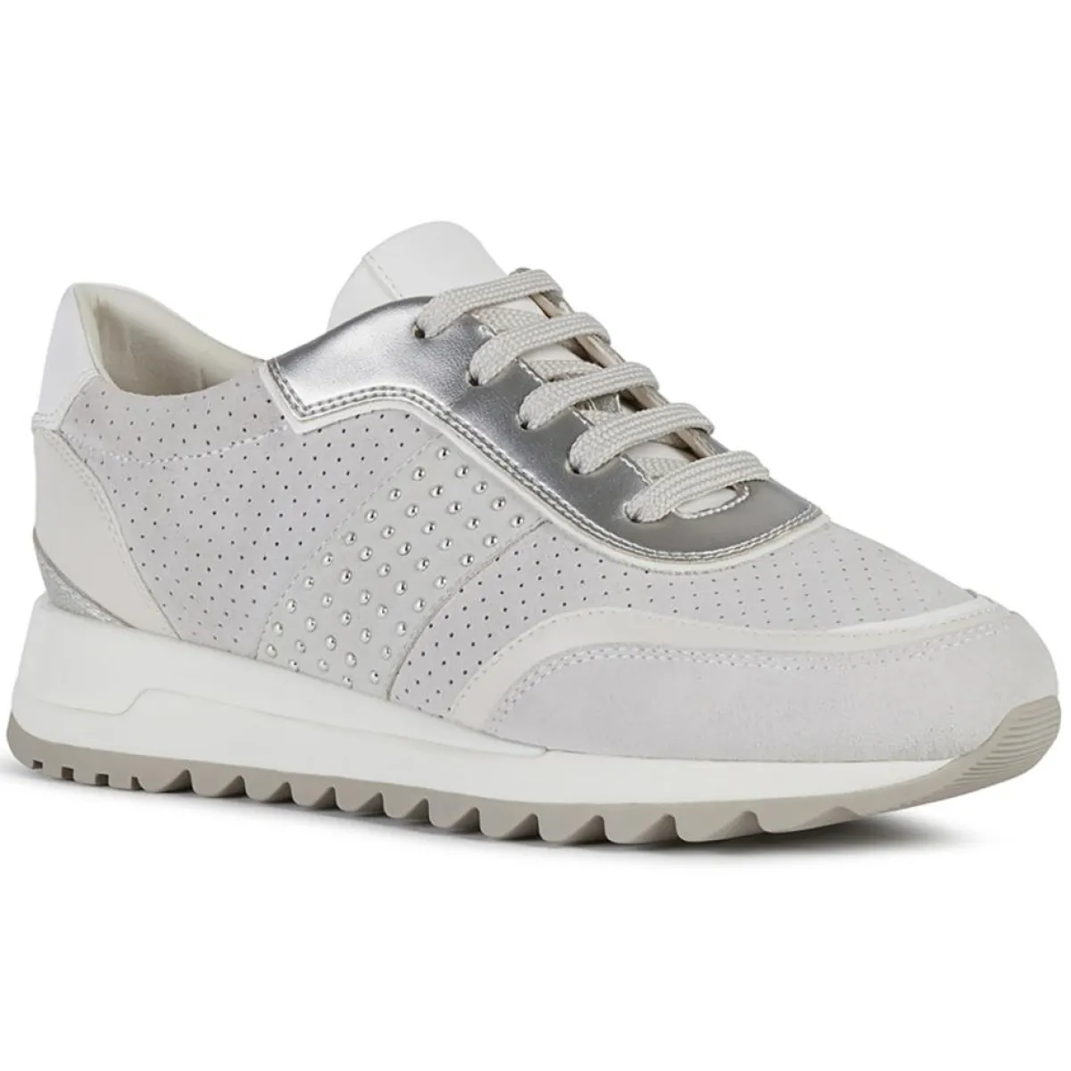 Geox Baskets|Baskets en Cuir Tabelya blanc cassé/gris