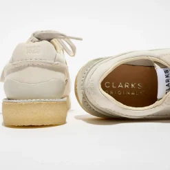 Clarks Baskets|Baskets en Velours de Cuir Tor Run écrues