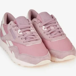 Reebok Baskets|Baskets en Velours de Cuir & Mesh Cl Nylon J4 roses