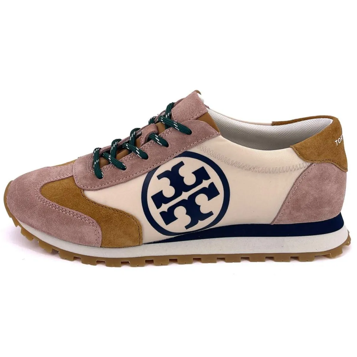 Tory Burch Baskets|Baskets en Velours de Cuir & Toile Annie crème/camel/rose
