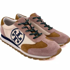 Tory Burch Baskets|Baskets en Velours de Cuir & Toile Annie crème/camel/rose