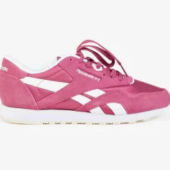 Reebok Baskets|Baskets en Velours de Cuir & Mesh Cl Nylon Cn4018 rose foncé