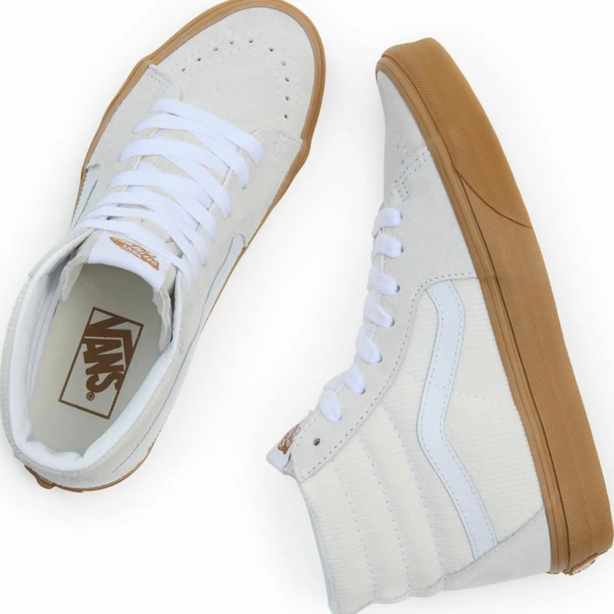 Vans Baskets|Baskets en Velours de Cuir & Velours côtelé SK8-Hi écrues