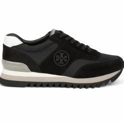 Tory Burch Baskets|Baskets en Velours de Cuir Sawtooth noir/gris/blanc