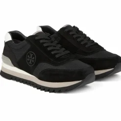 Tory Burch Baskets|Baskets en Velours de Cuir Sawtooth noir/gris/blanc