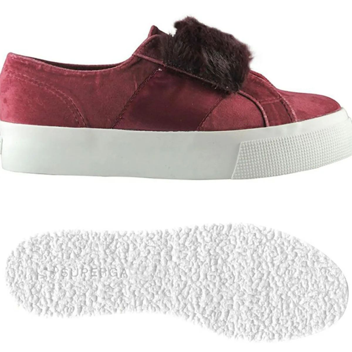 Superga Baskets|Baskets en velours Fur bordeaux