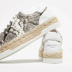 Canal Saint Martin Baskets|Baskets espadrilles en Cuir Lancry python blanc/doré