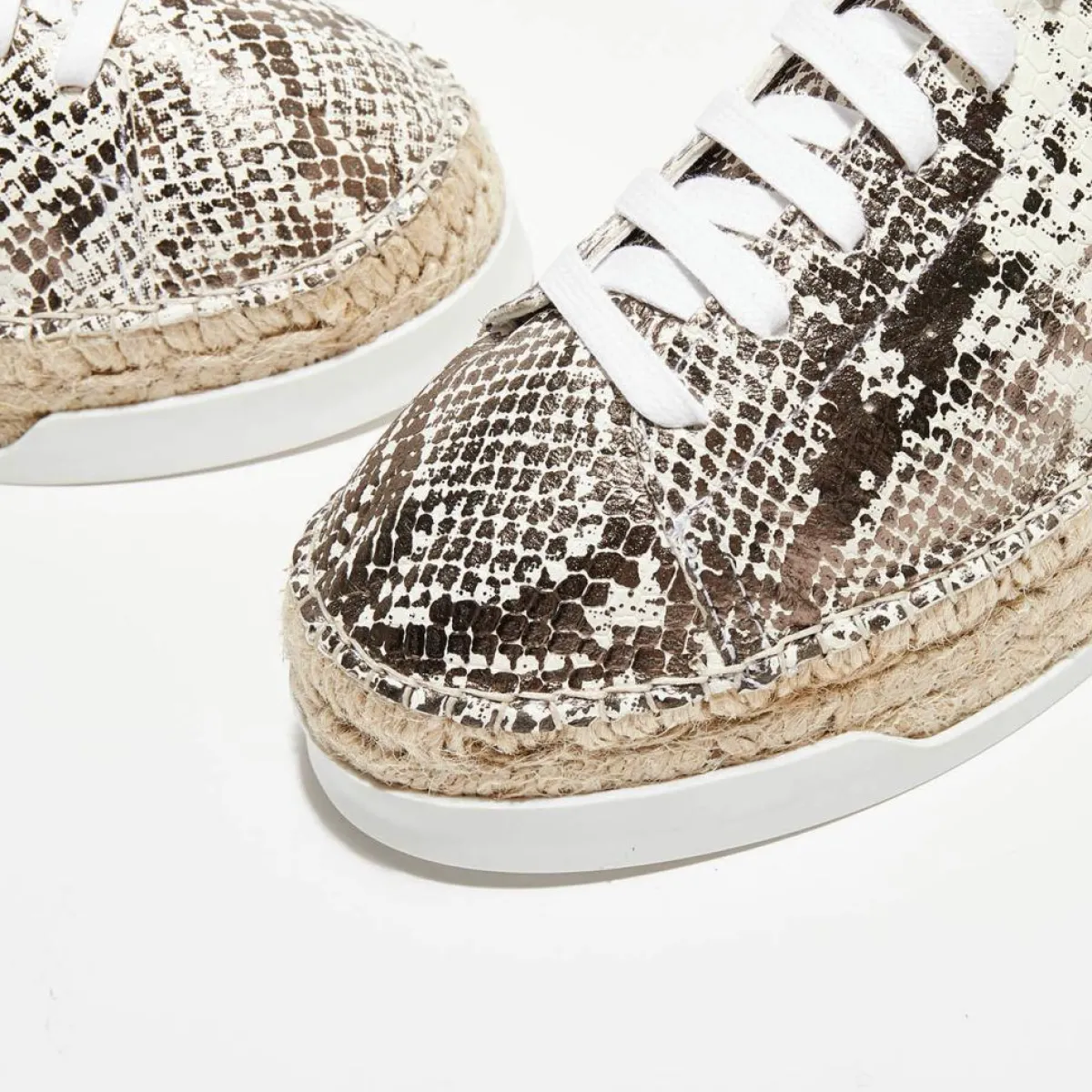 Canal Saint Martin Baskets|Baskets espadrilles en Cuir Lancry python blanc/doré