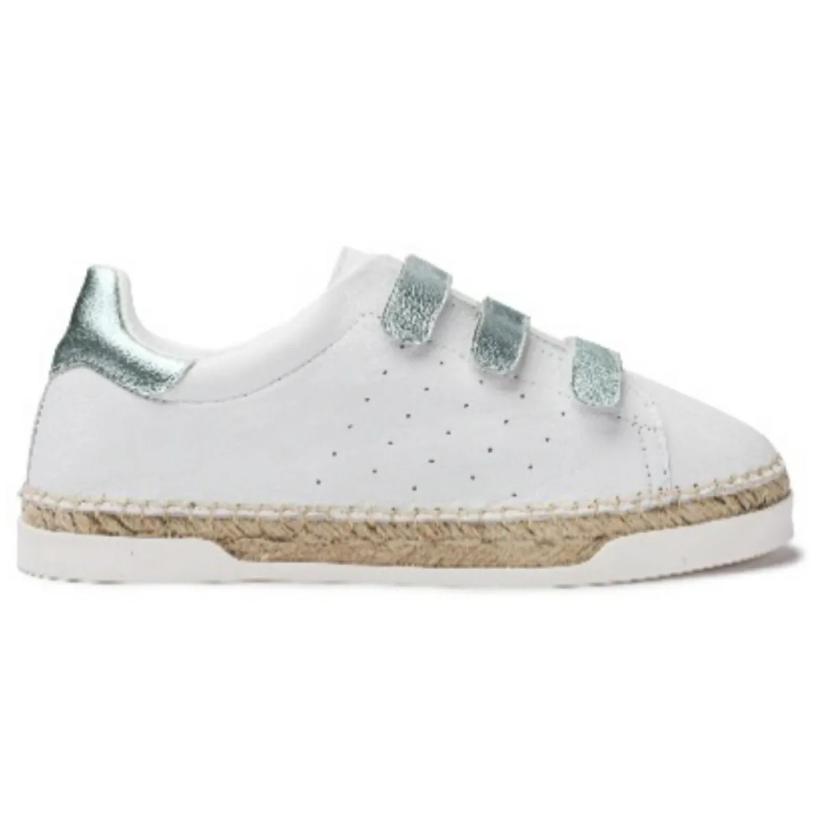 Canal Saint Martin Baskets|Baskets espadrilles en Cuir Lancry Scratch blanc/bleu