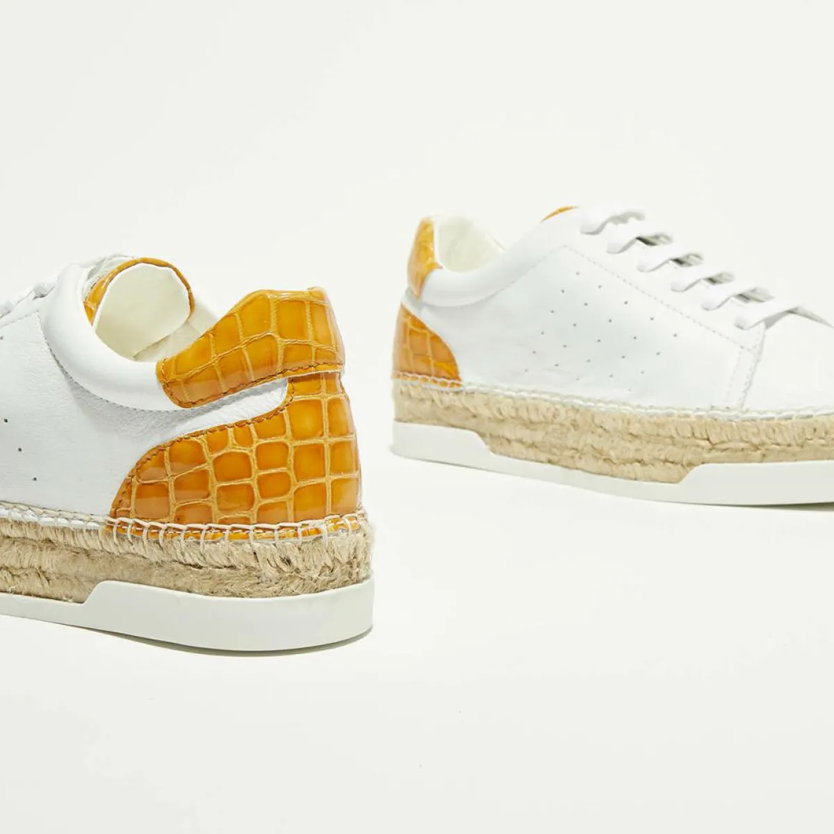 Canal Saint Martin Baskets|Baskets espadrilles en Cuir Lancry blanc/jaune