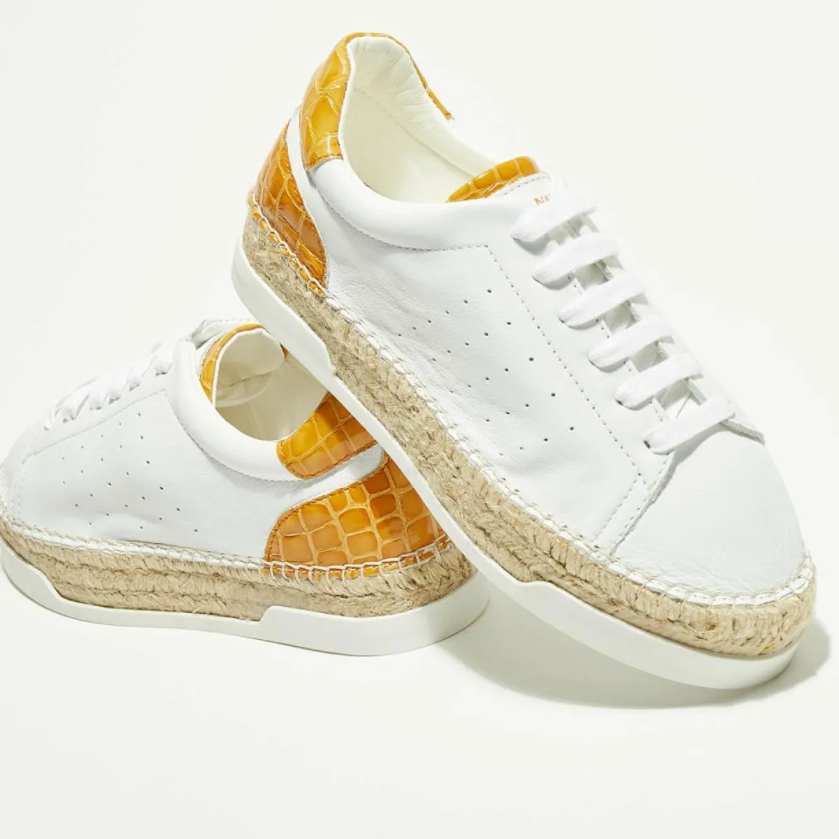 Canal Saint Martin Baskets|Baskets espadrilles en Cuir Lancry blanc/jaune