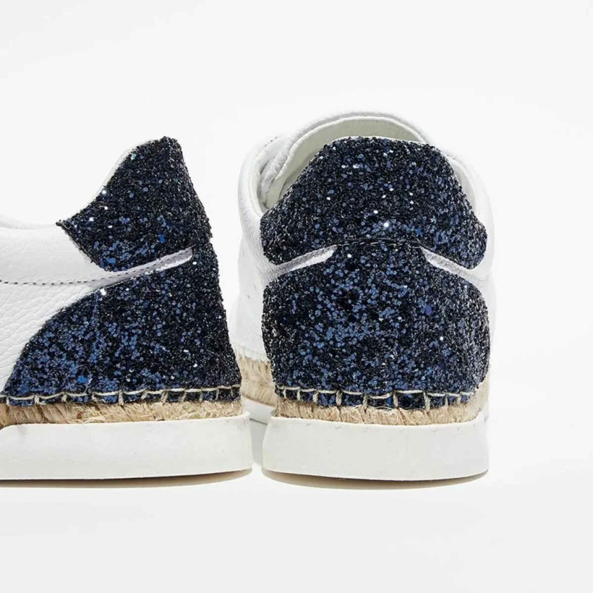 Canal Saint Martin Baskets|Baskets espadrilles en Cuir Lancry glitter blanc/bleu