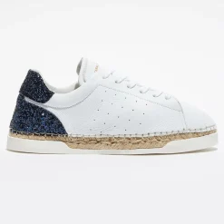 Canal Saint Martin Baskets|Baskets espadrilles en Cuir Lancry glitter blanc/bleu