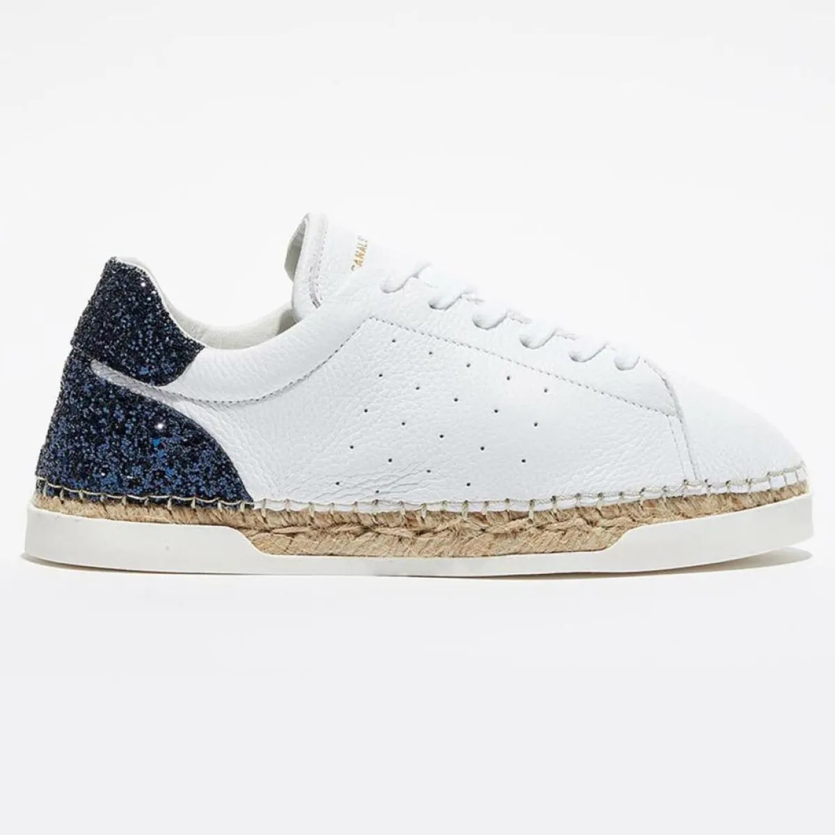 Canal Saint Martin Baskets|Baskets espadrilles en Cuir Lancry glitter blanc/bleu