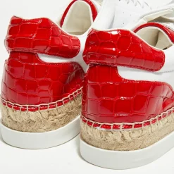 Canal Saint Martin Baskets|Baskets espadrilles en Cuir Lancry blanc/rouge