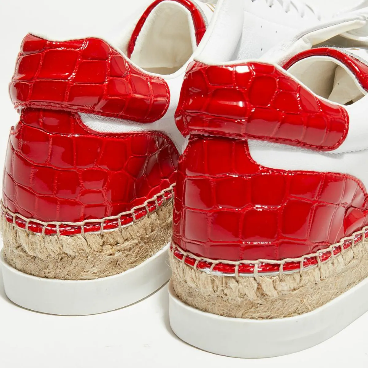 Canal Saint Martin Baskets|Baskets espadrilles en Cuir Lancry blanc/rouge