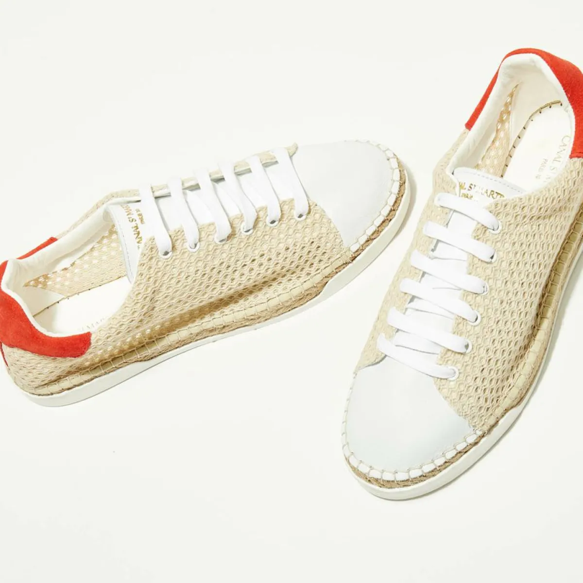 Canal Saint Martin Baskets|Baskets espadrilles en Cuir & Toile Lancry Beach beiges