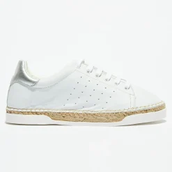 Canal Saint Martin Baskets|Baskets espadrilles en Cuir Lancry blanc/argenté